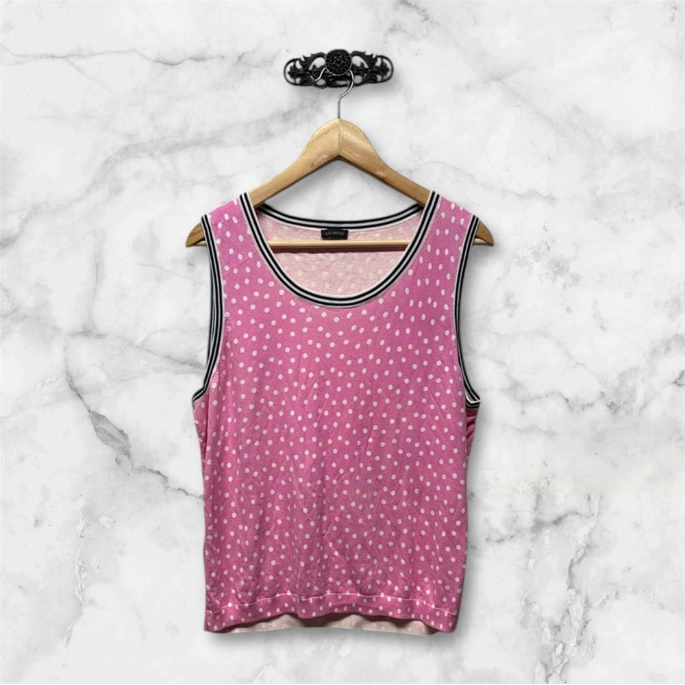 Talbots Pink Polka Dot Sleeveless knit top vest size XL